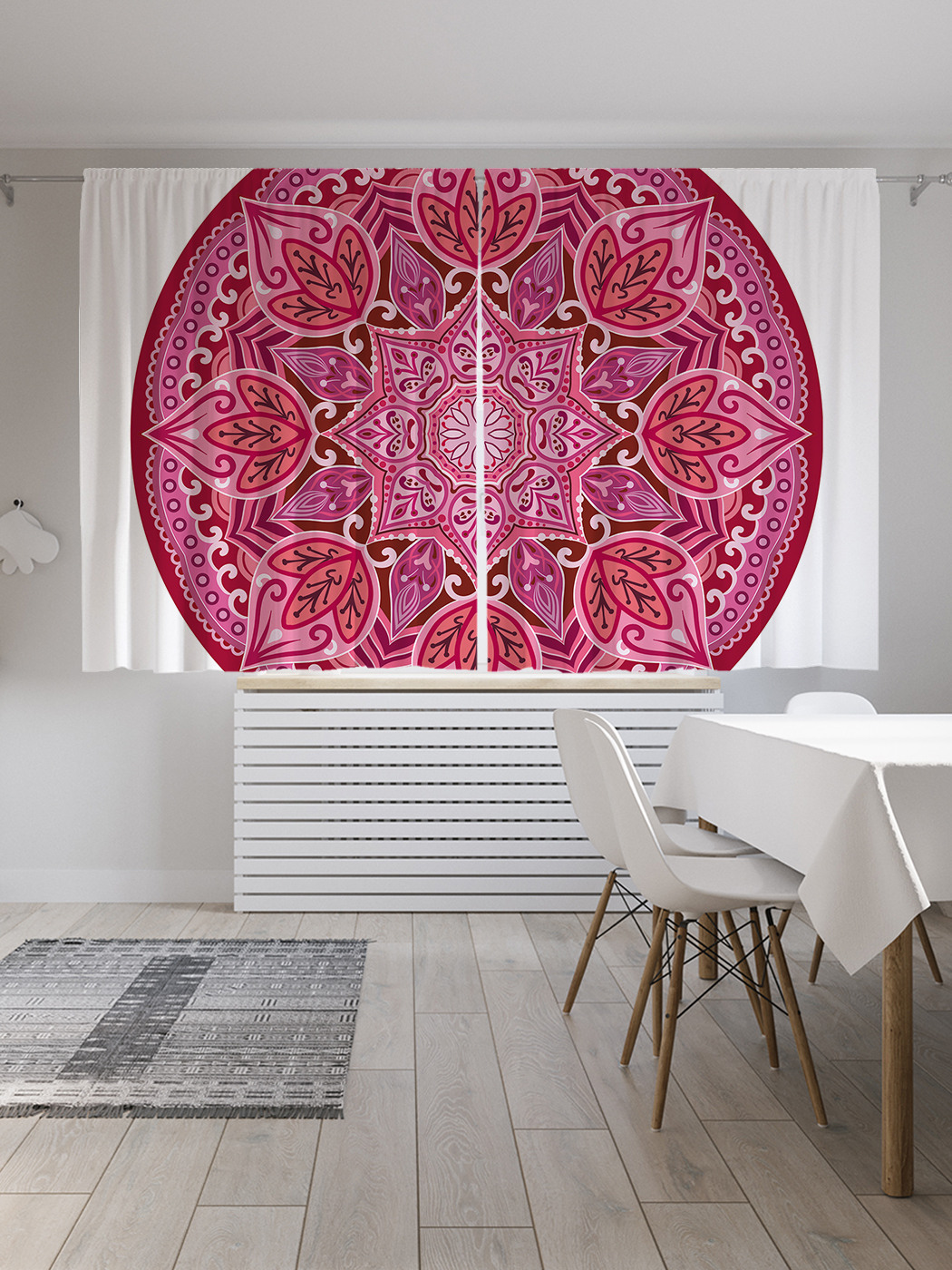 

Шторы с фотопечатью JoyArty "Розовая мандала" из сатена, 290х180 см