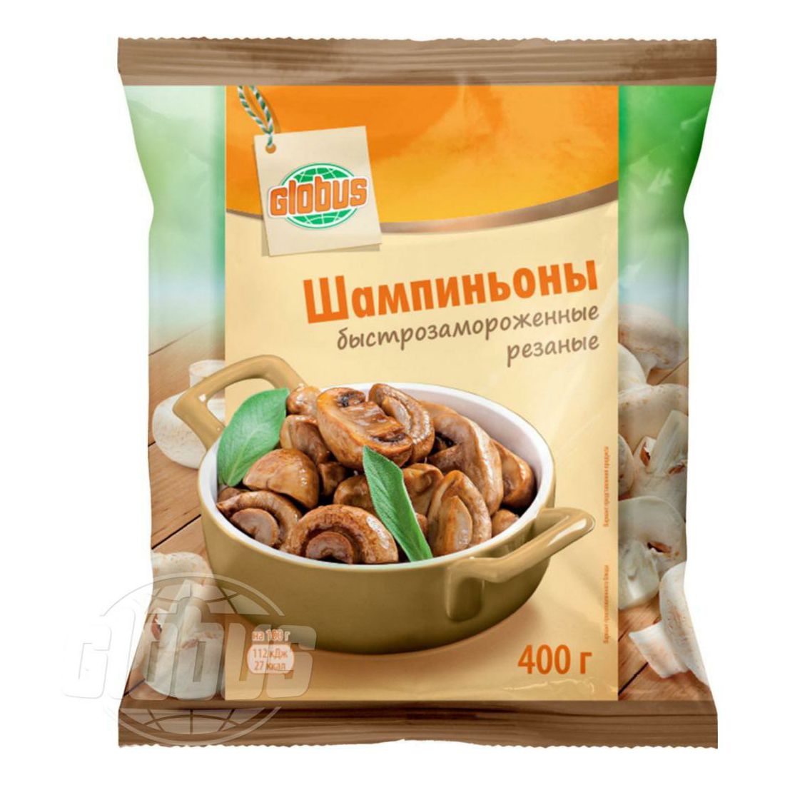 

Шампиньоны Globus быстрозамороженные резаные 400 г