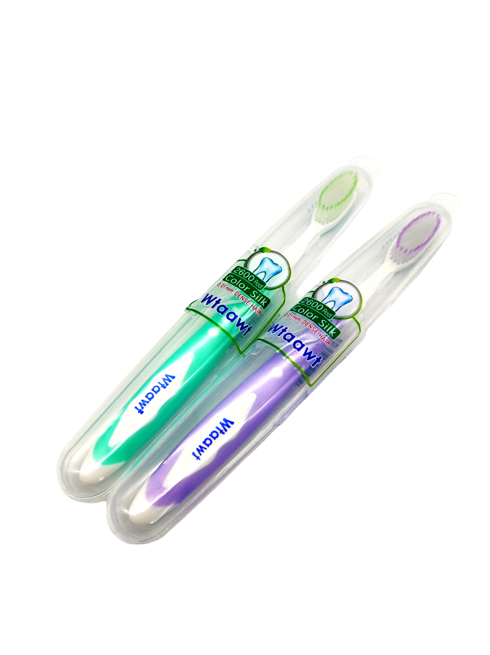 Комплект зубных щеток Wtaawt в футляре Цвет зеленый-фиолетовый 2 шт. комплект амуниции звёзды ширина 1 см поводок 120 см шлейка 26 38 см фиолетовый