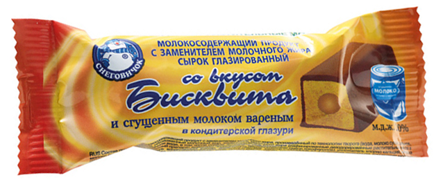 

Сырок глазированный Снеговичок Бисквит вареная сгущенка 20% СЗМЖ 38 г