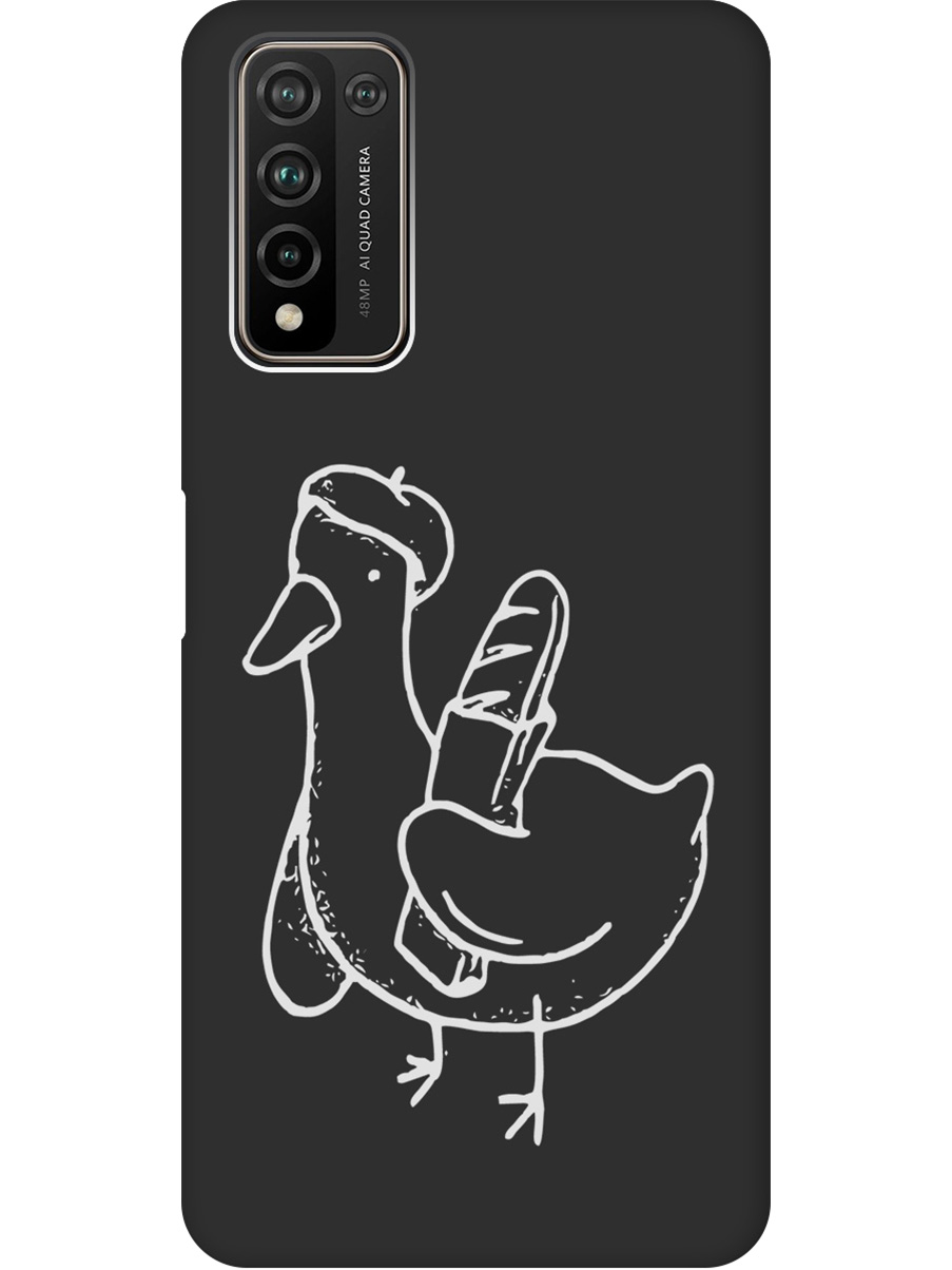 

Силиконовый чехол на Honor 10x Lite с принтом "Французский гусь" матовый черный, Черный;белый;серый, 723565512