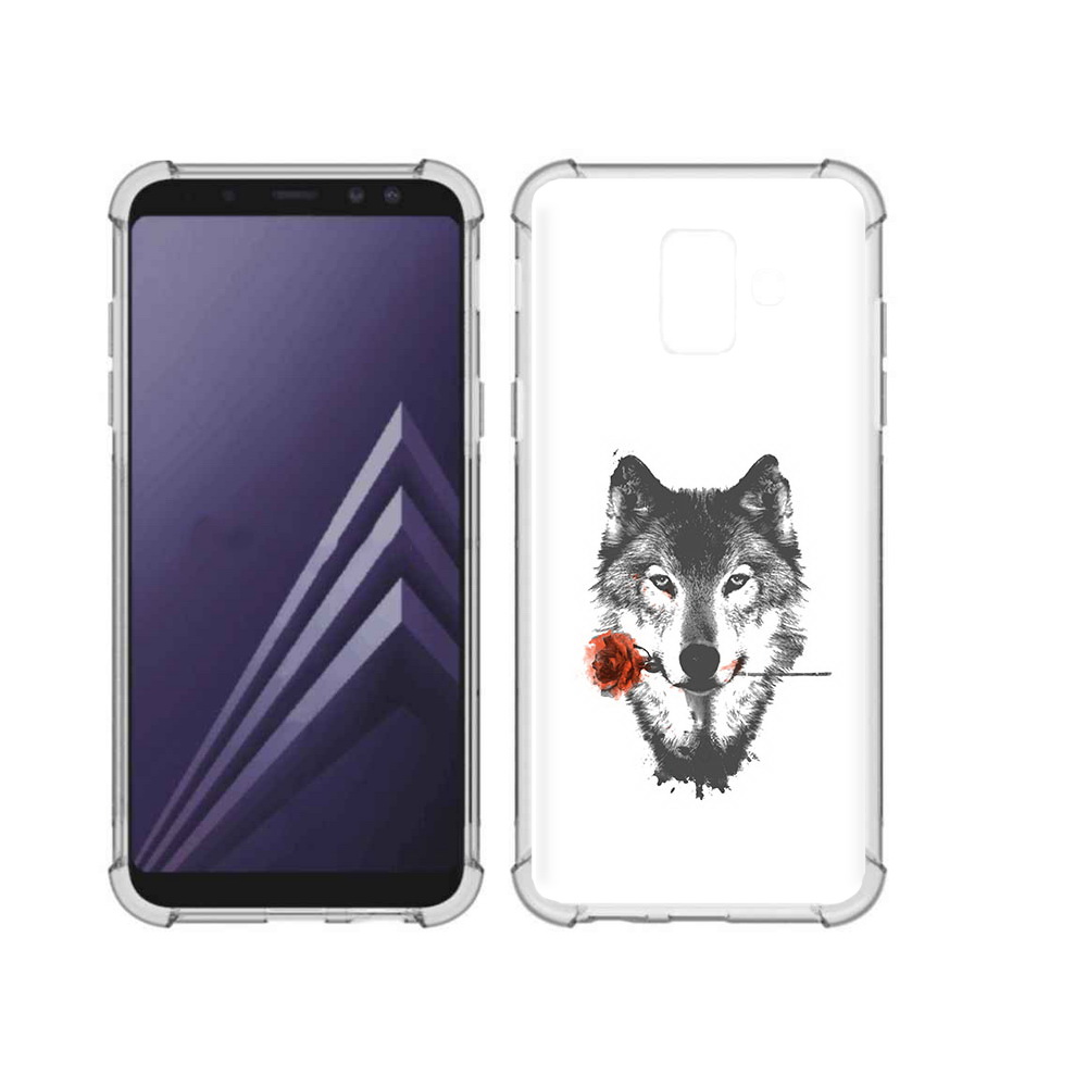 

Чехол MyPads Tocco для Samsung Galaxy A6 (2018) волк с розой (PT111558.582.270), Прозрачный, Tocco