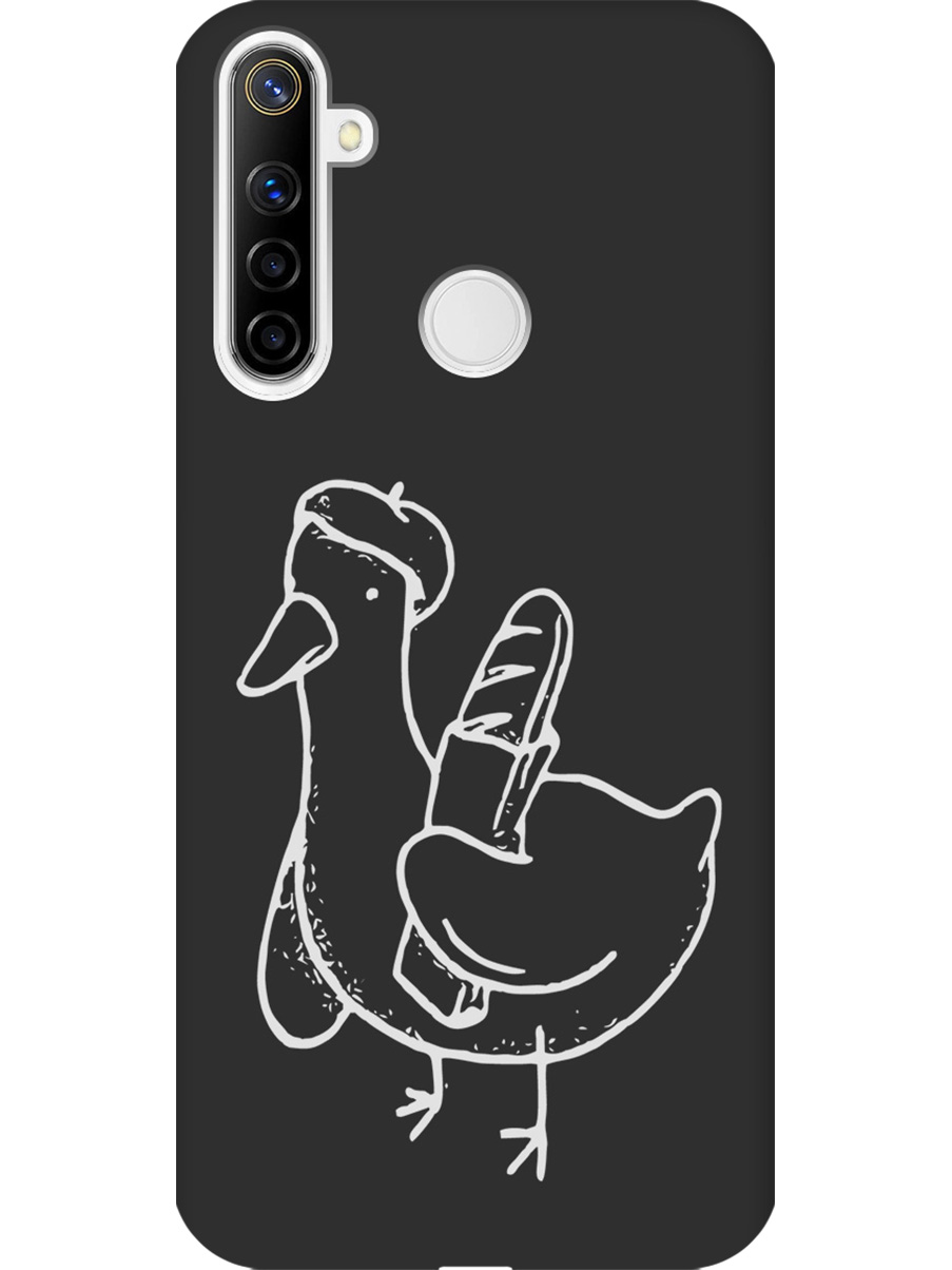 

Силиконовый чехол на realme 5 / 6i / C3 с принтом "Французский гусь" матовый черный, Черный;белый;серый, 726149612