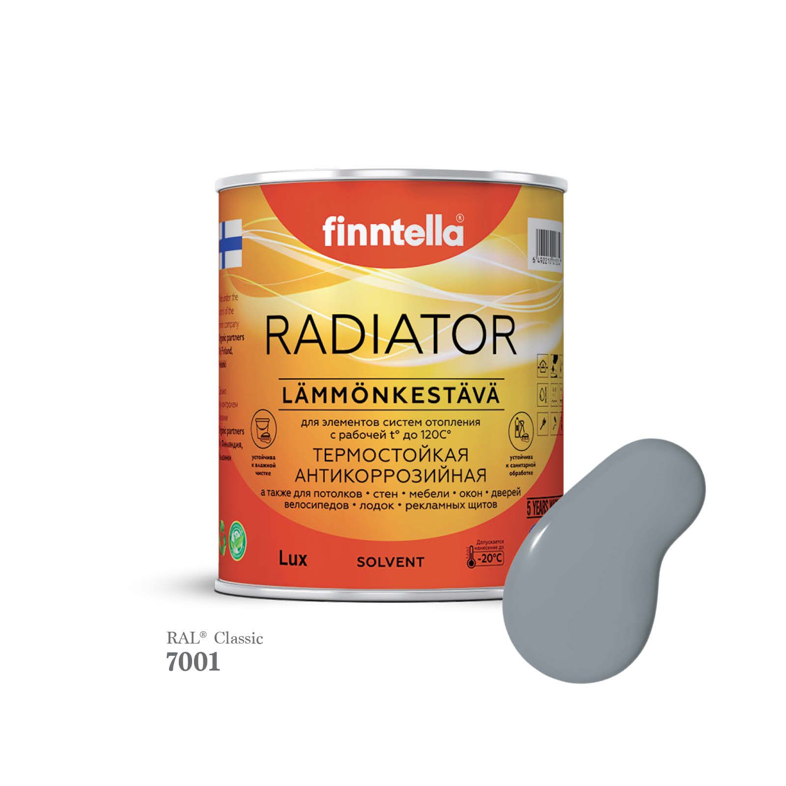 

Краска для радиаторов быстросохнущая финская эмаль FINNTELLA RADIATOR Matta. Матовая. Цвет, Серый, RADIATOR Matta RAL