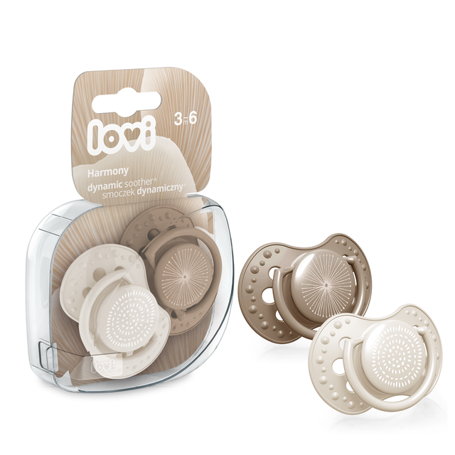 Пустышка силиконовая Lovi Harmony динамическая 3-6 мес , 2 шт , бежевый