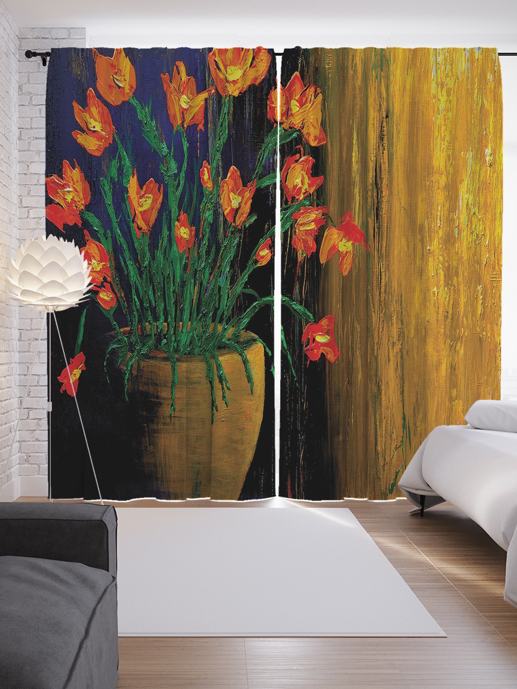 

Шторы JoyArty с фотопечатью "Тюльпаны в горшке" из сатена, 290х265 см, Тюльпаны в горшке