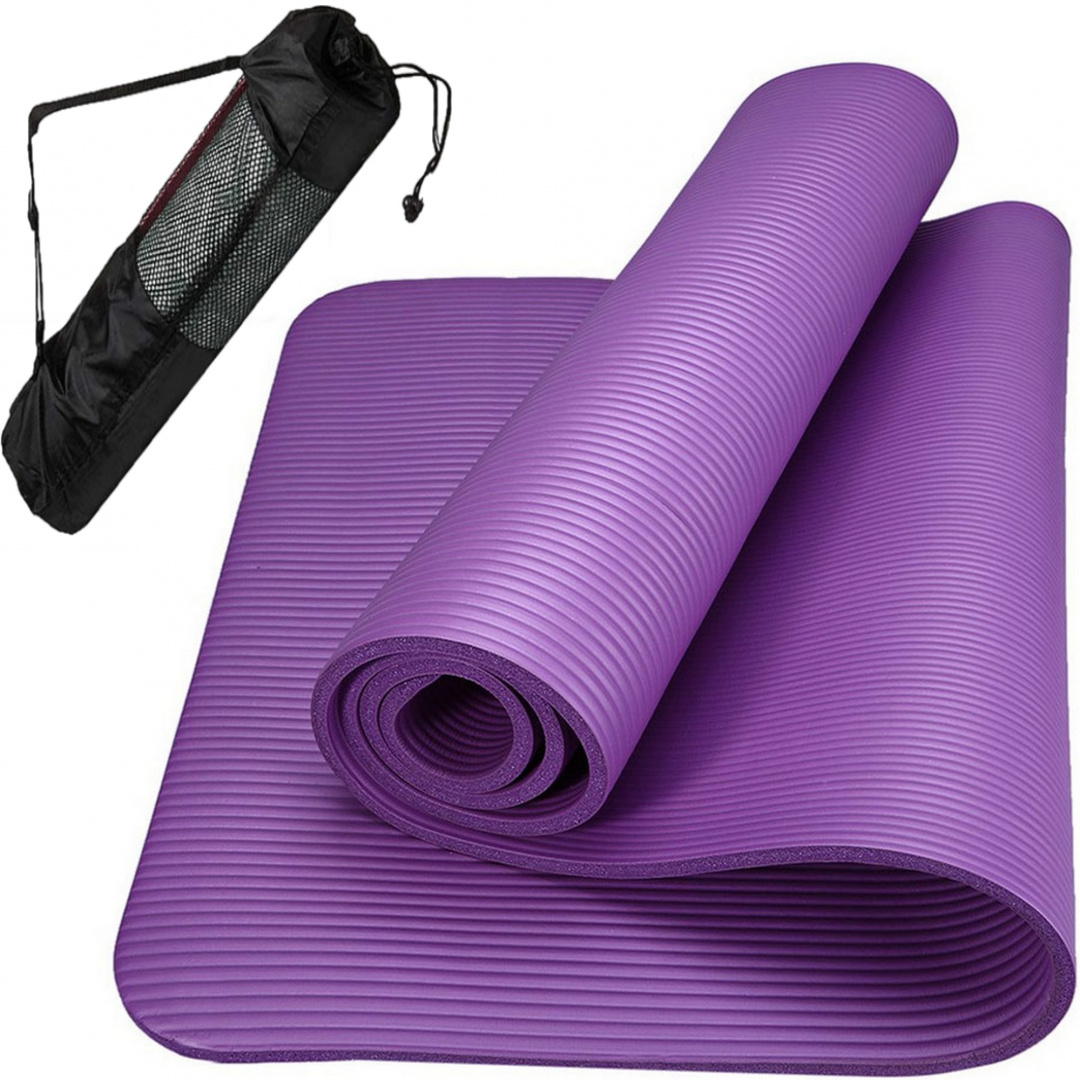 Коврик для йоги и фитнеса в чехле НБК фиолетовый 183х61х1,5см