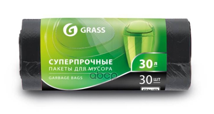 Мешок Для Мусора Пнд В Рулоне 30л. 10 Мкр. (Черный) (Рул. 30 Шт) Grass Pp0022 GraSS арт. P