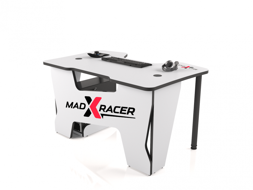 Игровой компьютерный стол MADXRACER COMFORT (GT-14/WB (Белый с черной кромкой))