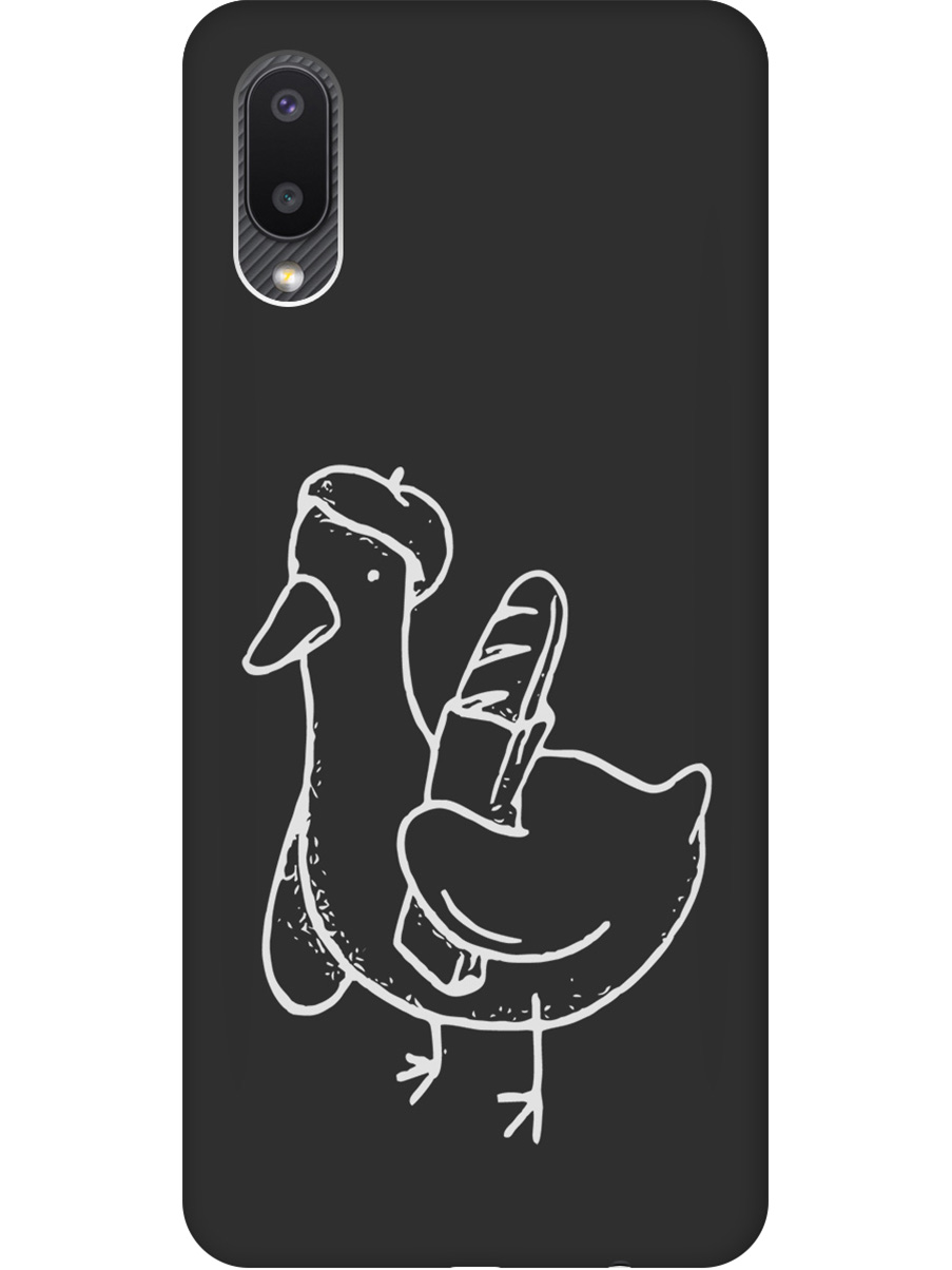 

Силиконовый чехол на Samsung Galaxy A02 с принтом "Французский гусь" матовый черный, Черный;белый;серый, 724352112