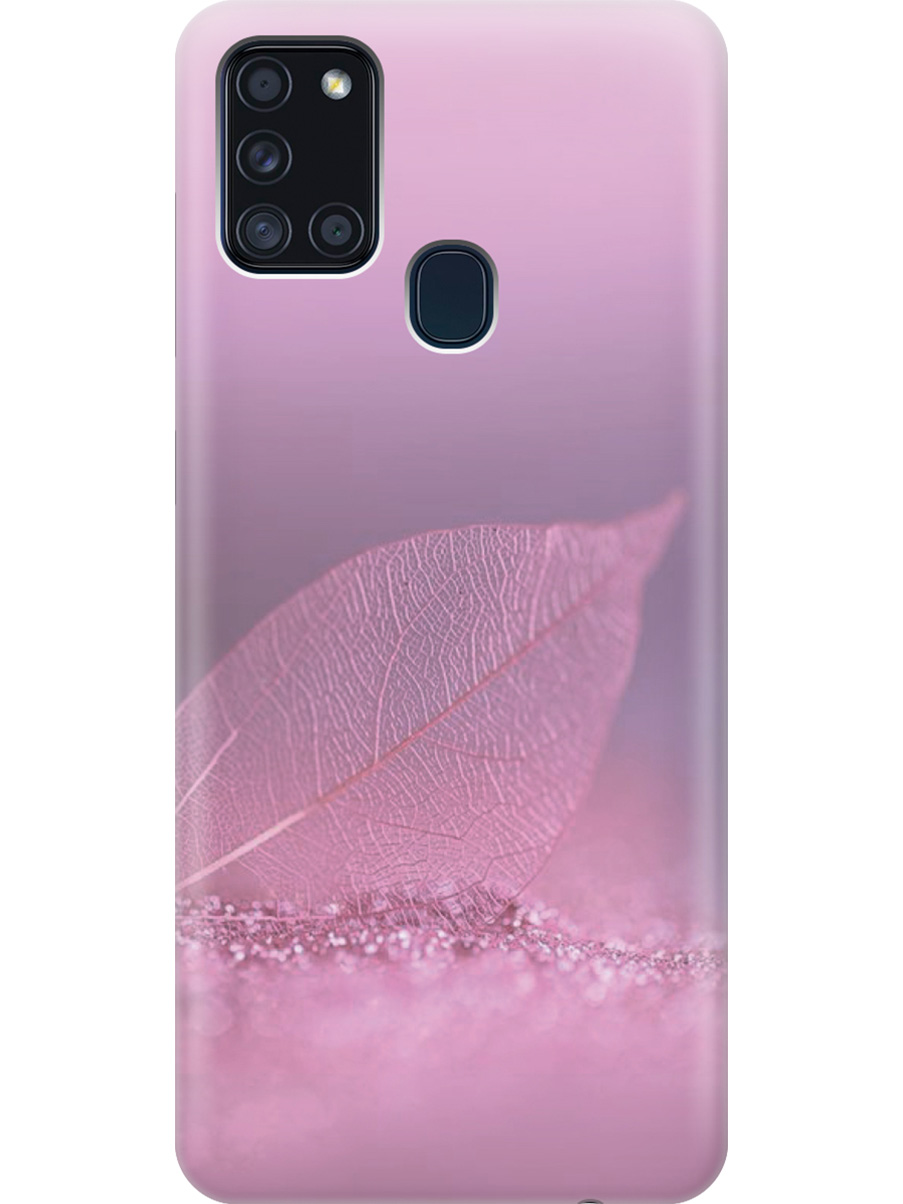 

Силиконовый чехол на Samsung Galaxy A21s с принтом "Листок в розовых блестках", Прозрачный;розовый;фиолетовый, 723009322