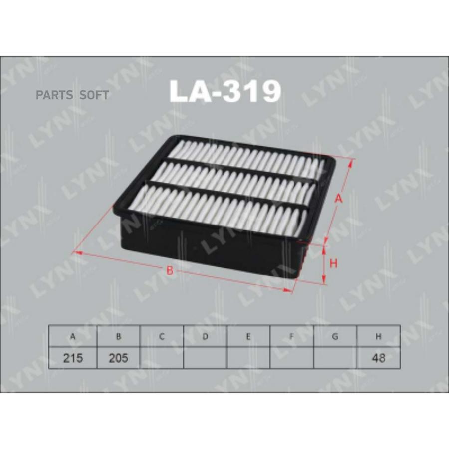 

Фильтр воздушный Mitsubishi Airtrek I/Colt V/Lancer VII 95>13 Lynx LA319