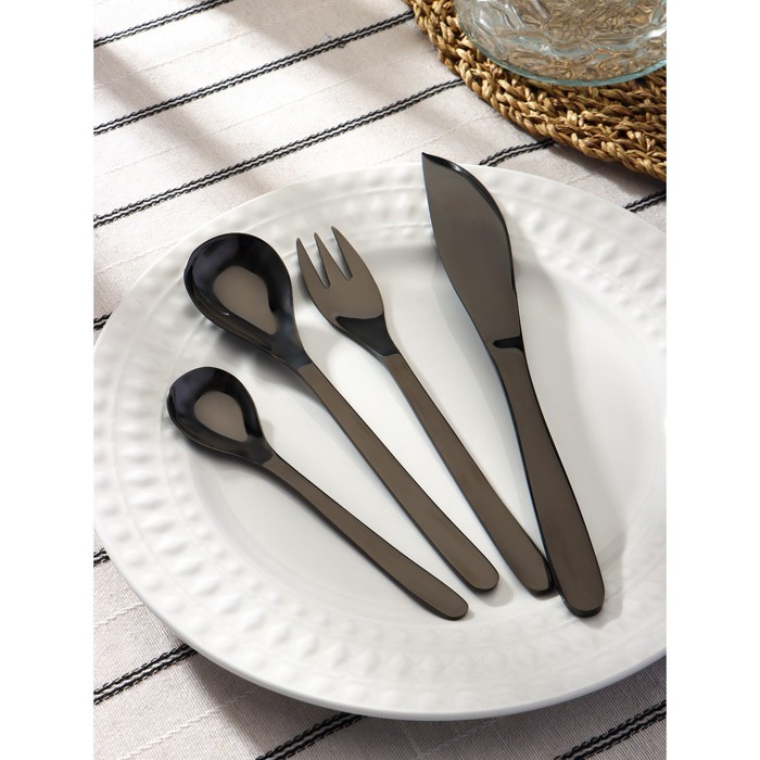 

Набор столовых приборов Magistro Aqua, 4 предмета, цвет чёрный, Черный, Столовые приборы "Aqua"