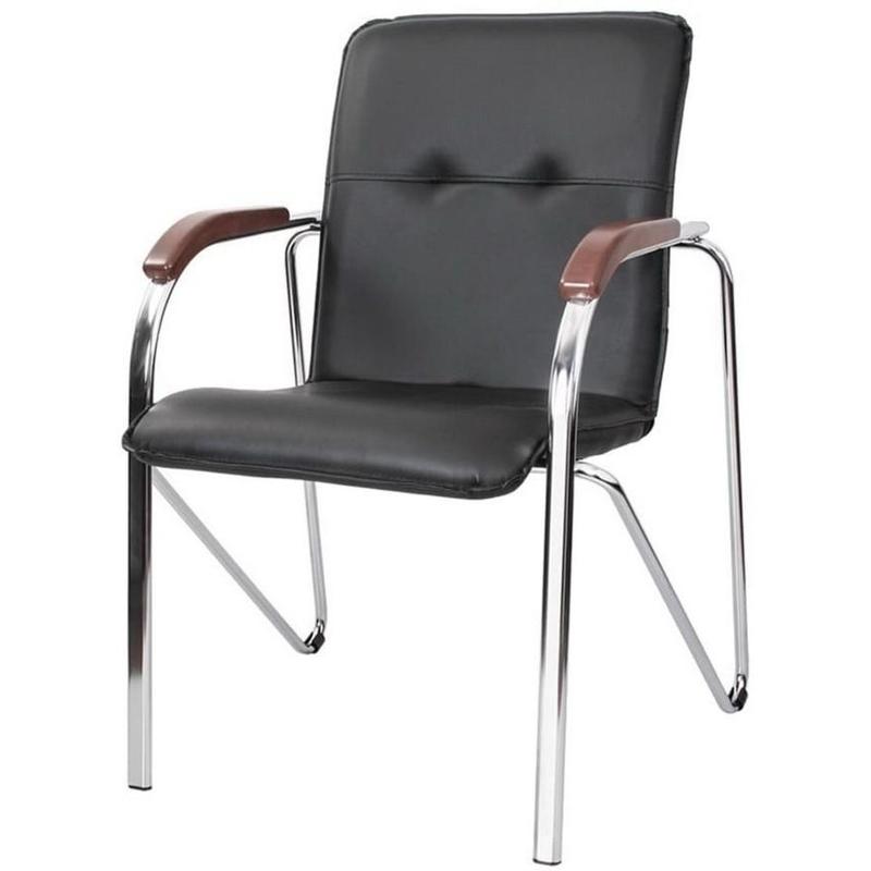 Конференц-кресло Самба орех темный плюс Кожзам черный 1070x600x680