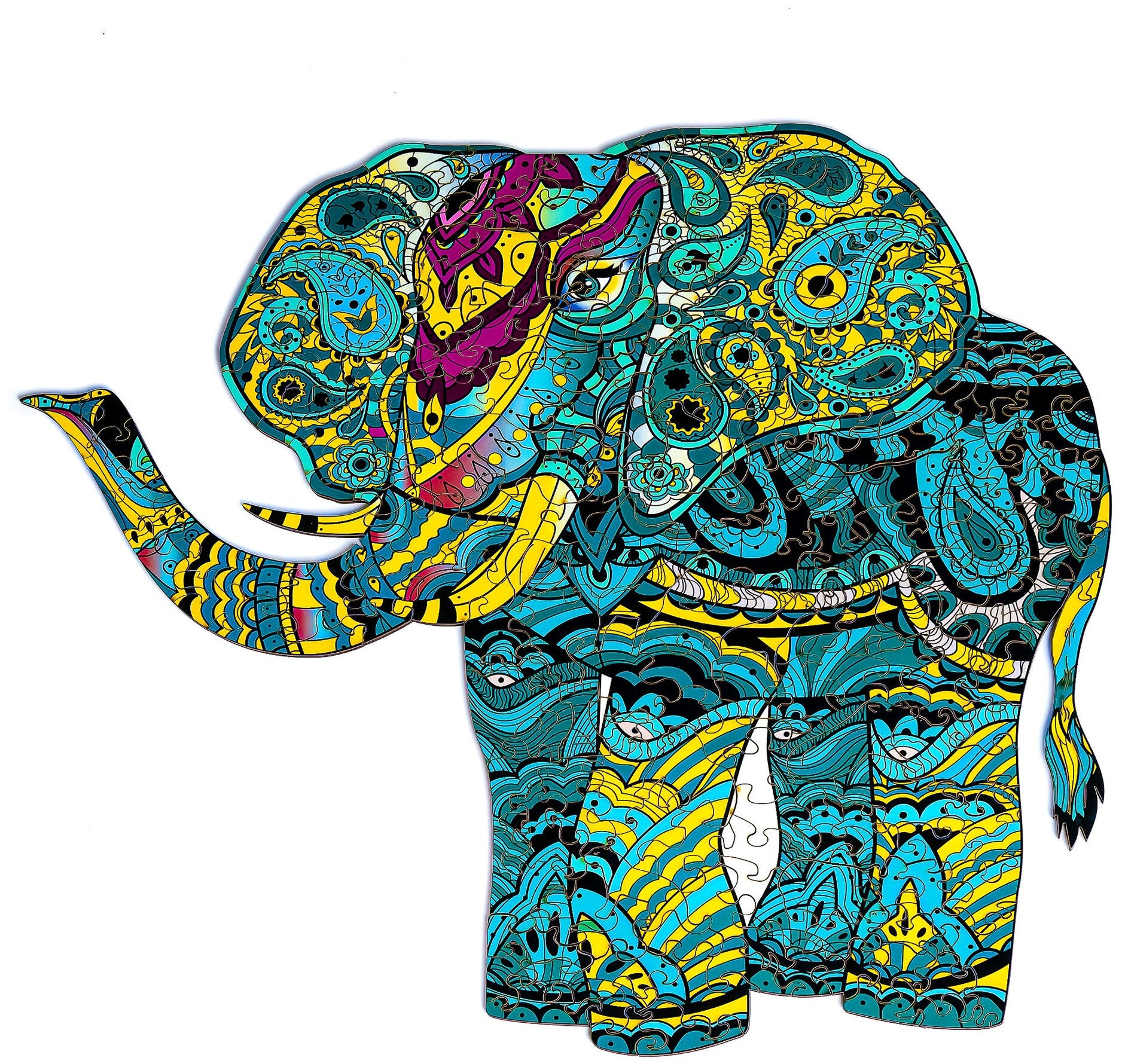 фото Деревянный пазл active puzzles тропический слон 38x33 см 190 дет.