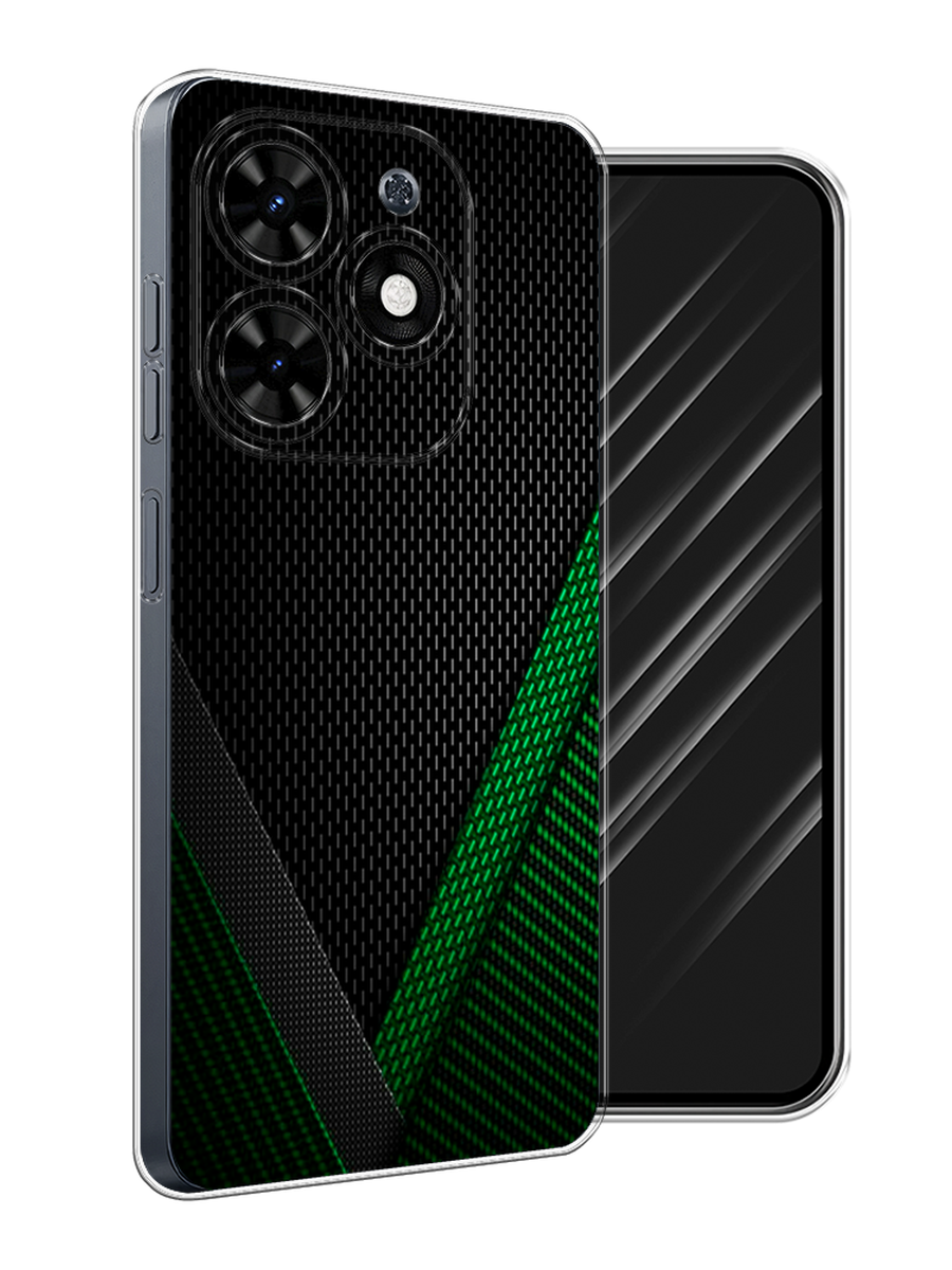 Чехол Awog на Tecno Spark Go 2024 "Зеленый карбон", Черный;зеленый, 304650-1