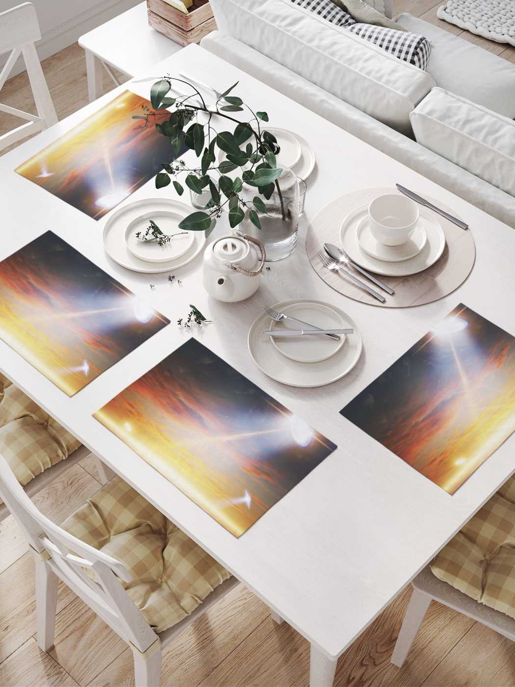 

Комплект салфеток JoyArty "Порталы в космосе" для сервировки стола (32х46 см, 4 шт.), Оранжевый