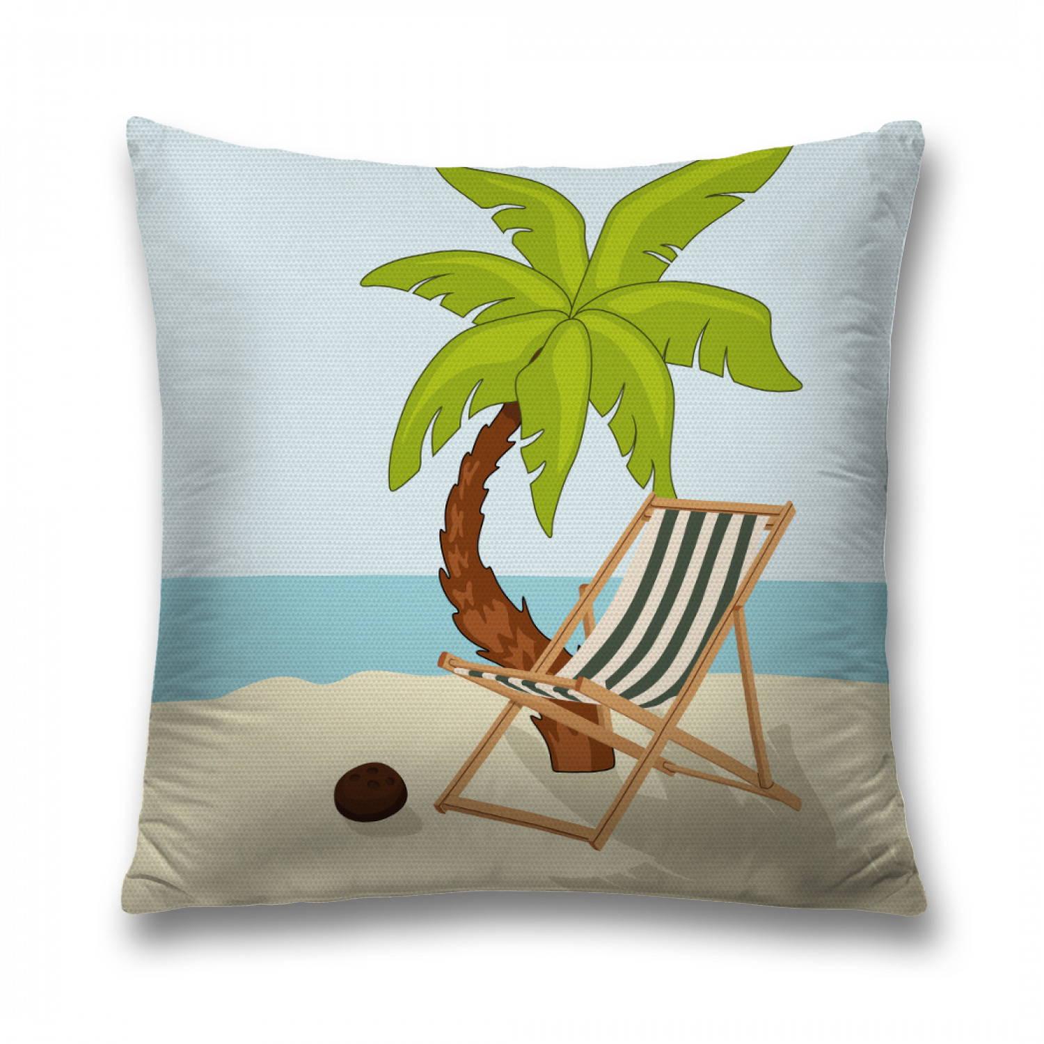 фото Наволочка декоративная joyarty "шезлонг под пальмой на пляже" на молнии, 45x45 см