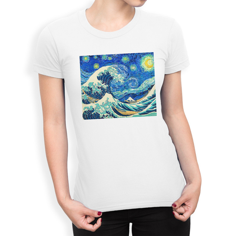 

Футболка женская Dream Shirts Звездная Ночь в Канагаве белая XL, Белый, Звездная Ночь в Канагаве