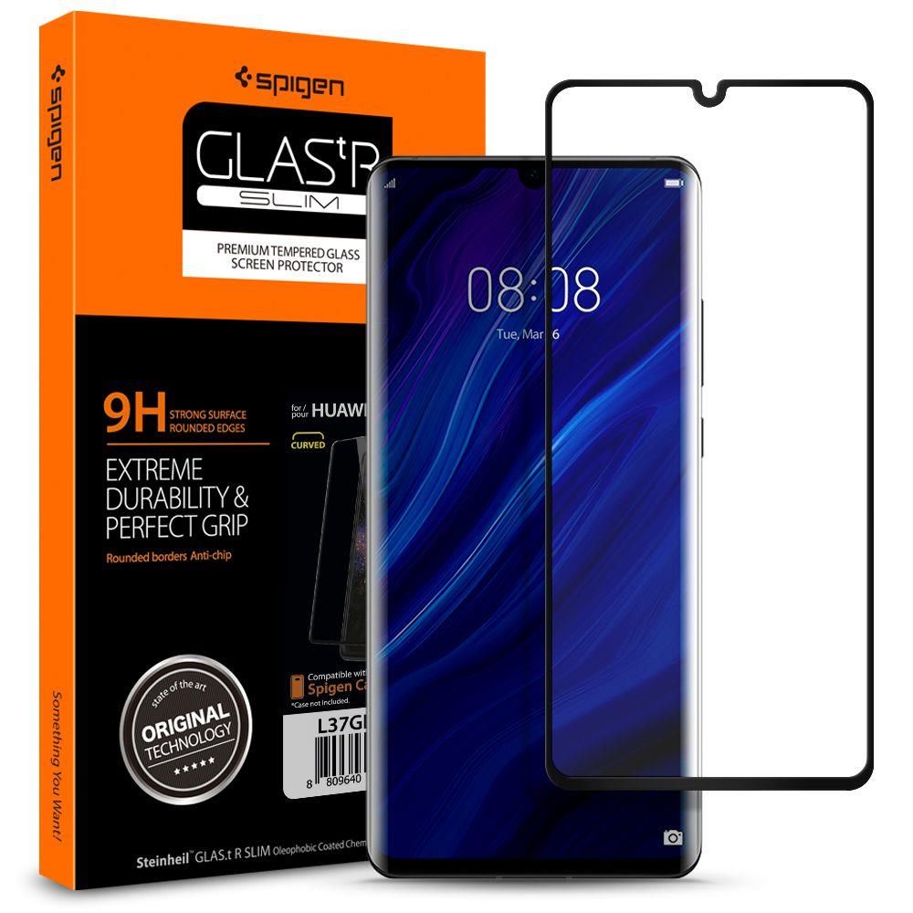 Защитное стекло Spigen для Huawei P30 Pro - GLAS.tR Slim - Черный - 1 шт - L37GL25745