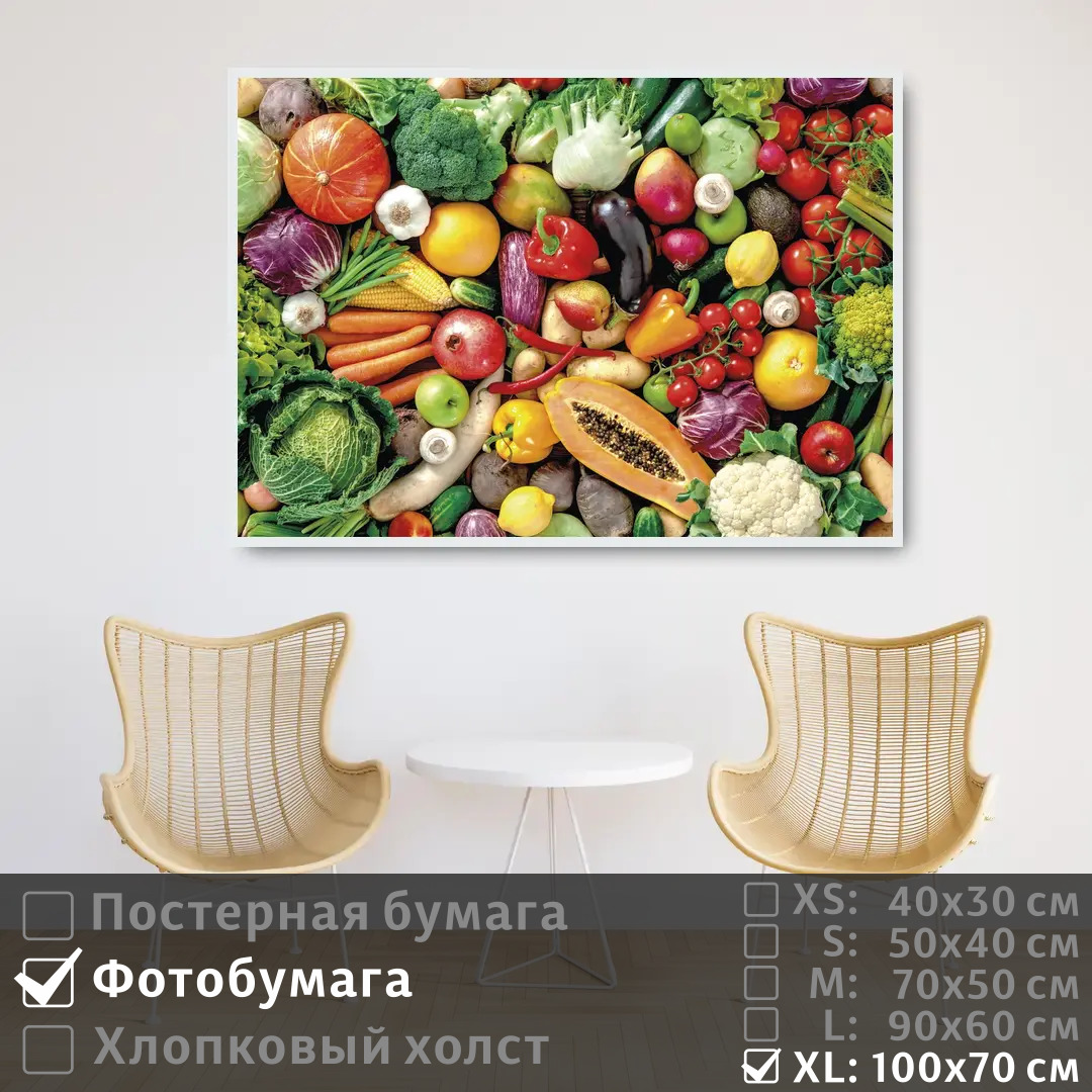 

Постер на фотобумаге ПолиЦентр Красочные овощи и фрукты для здоровья 100х70 см, КрасочныеОвощиИФруктыДляЗдоровья1