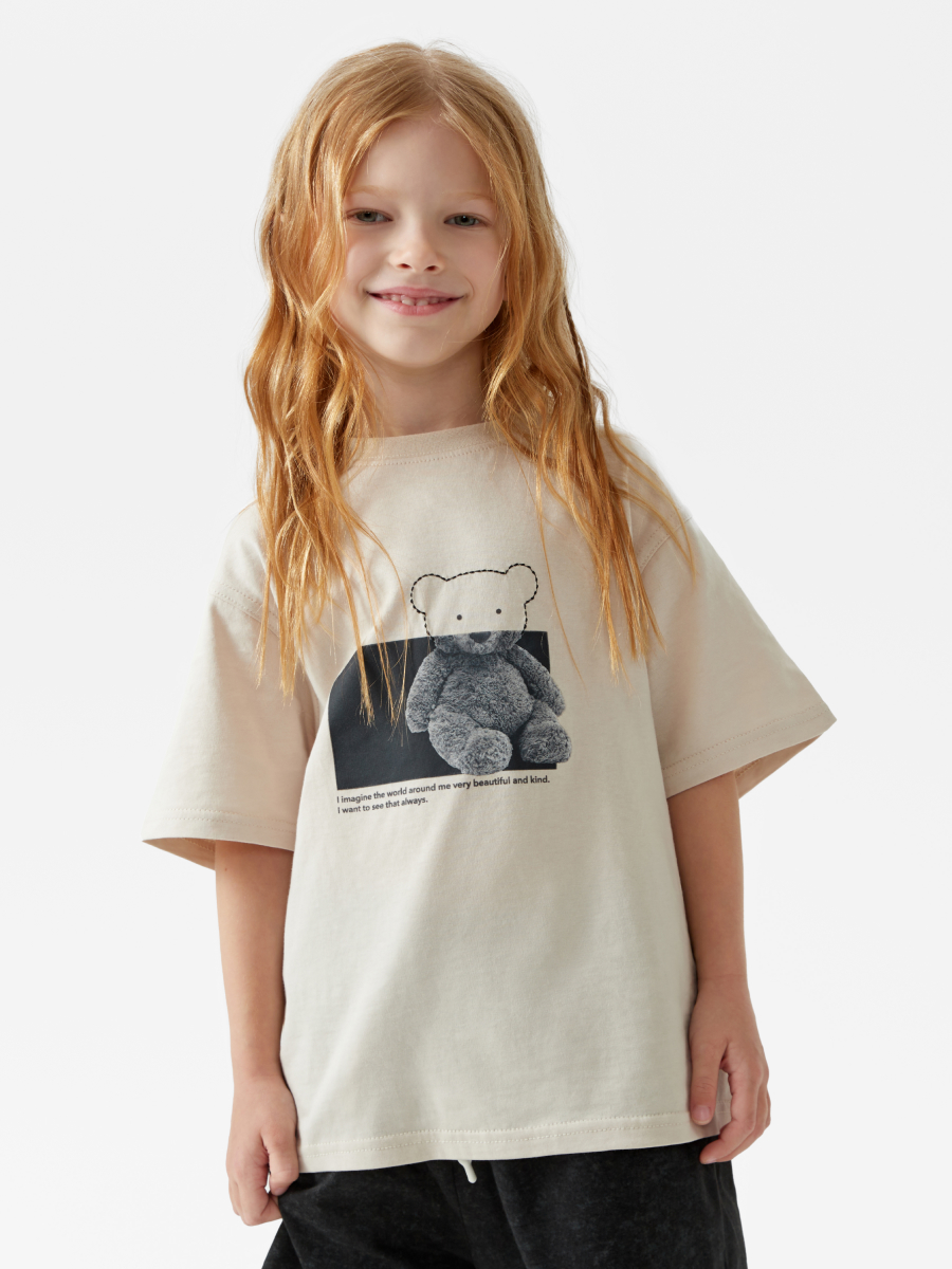 

Футболка детская Happy Baby 88211, beige (bear), 104, Бежевый, 88211