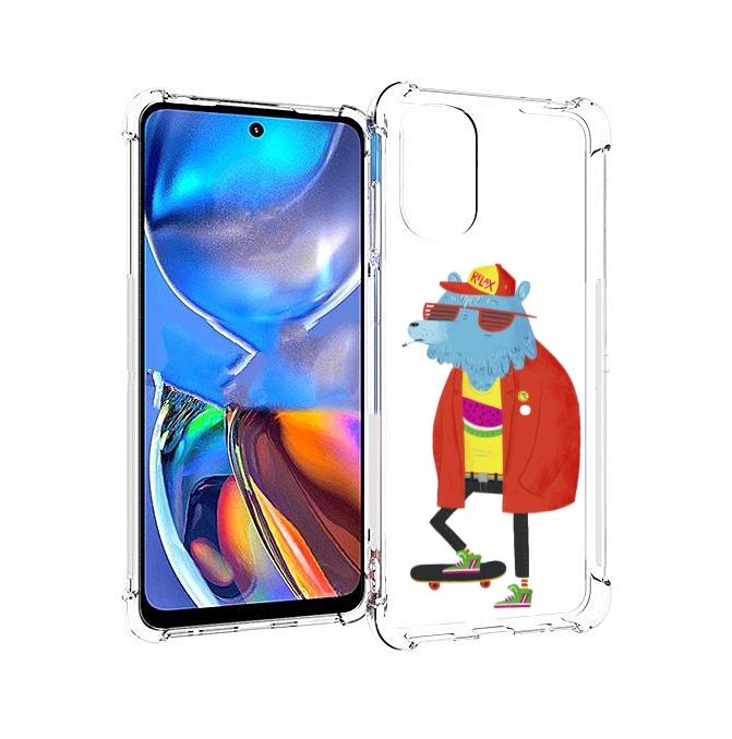 

Чехол MyPads медведь на скейте для Motorola Moto E32, Прозрачный, Tocco
