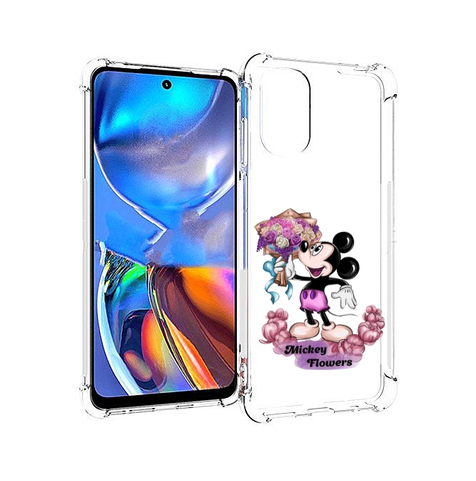 

Чехол MyPads микки-с-цветами женский для Motorola Moto E32, Прозрачный, Tocco