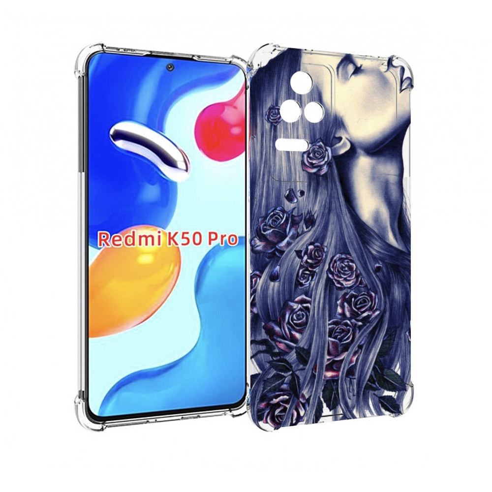

Чехол MyPads Девушка с розами женский для Xiaomi Redmi K50/K50 Pro, Прозрачный, Tocco