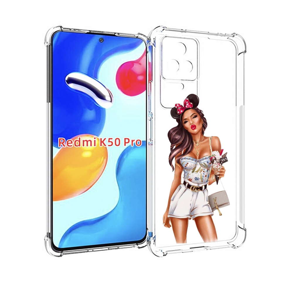 

Чехол MyPads Девушка-микки для Xiaomi Redmi K50/K50 Pro, Прозрачный, Tocco