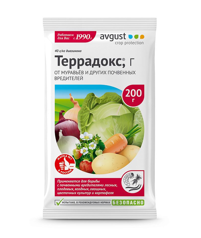 

Средство для защиты от комплекса вредителей Avgust Террадокс, 200 г, Террадокс. Г