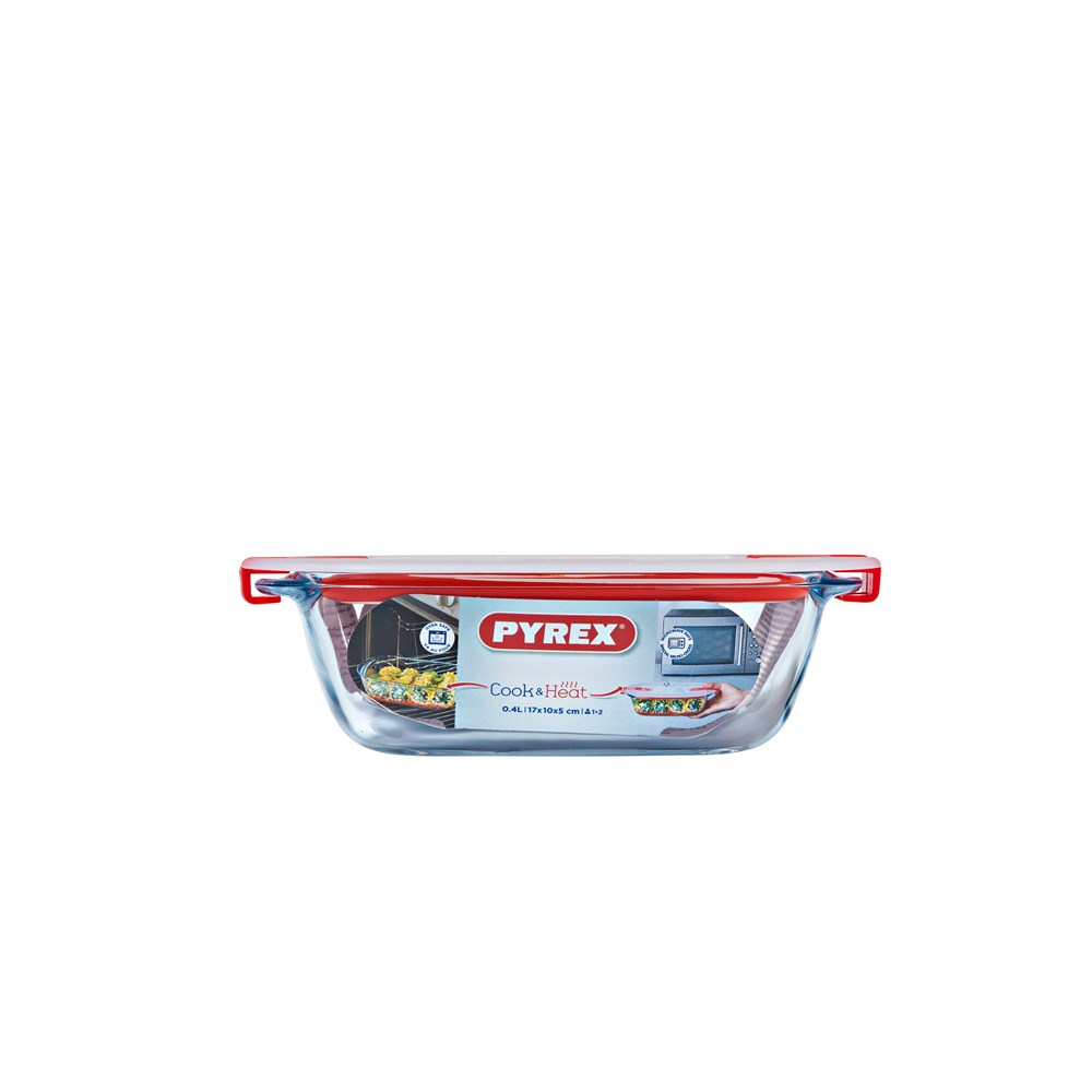 фото Блюдо прямоугольное с крышкой pyrex cook&heat 17x10x5см 0.4л прямоугольное