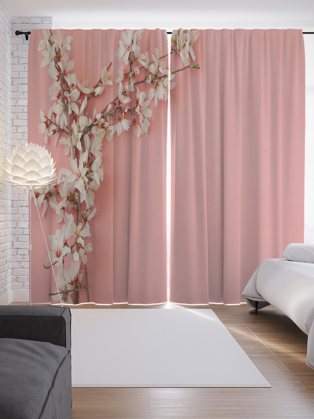 

Шторы JoyArty с фотопечатью "Цветы вишни" из сатена, 290х265 см, Цветы вишни