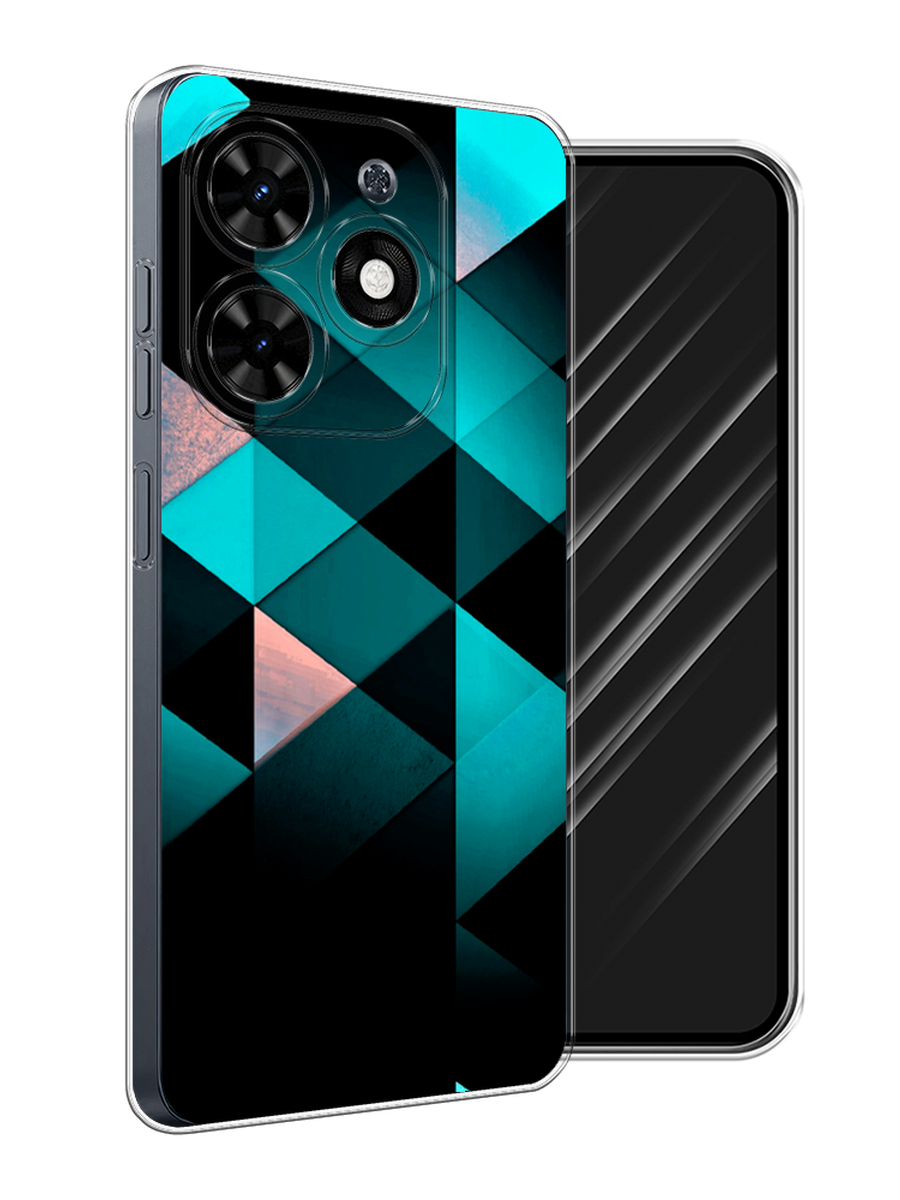 

Чехол Awog на Tecno Spark Go 2024 "Геометрия 16", Бирюзовый;черный, 304650-1