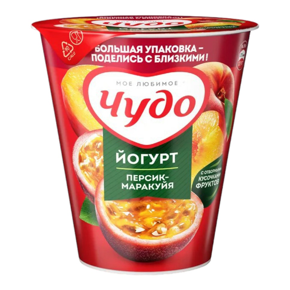 Йогурт Чудо персик-маракуйя 2% 130 г