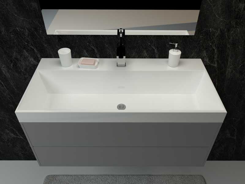 Мебельная раковина в ванную Aqua Trends, белая Слим 100 накладная, 1000x450 раковина de aqua