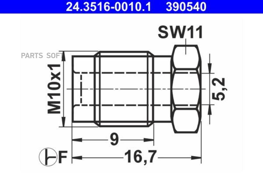 

Штуцер Торм.трубки M10x1 Ate 24.3516-0010.1