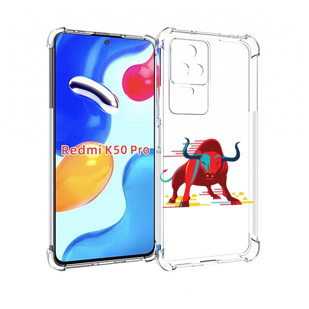 

Чехол MyPads Красный-бык для Xiaomi Redmi K50/K50 Pro, Прозрачный, Tocco