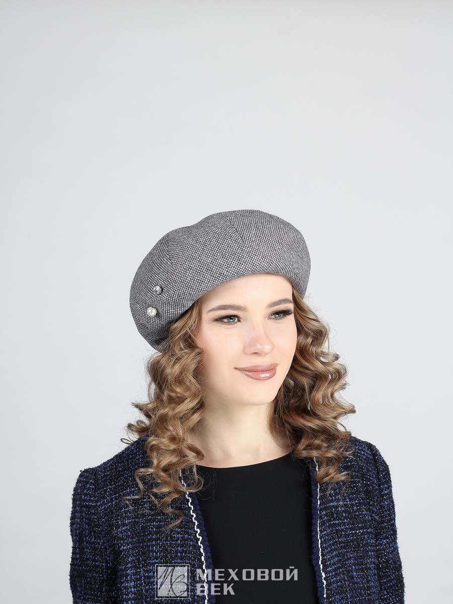 Берет женский Меховой Век 2970МК серый, р.57-58