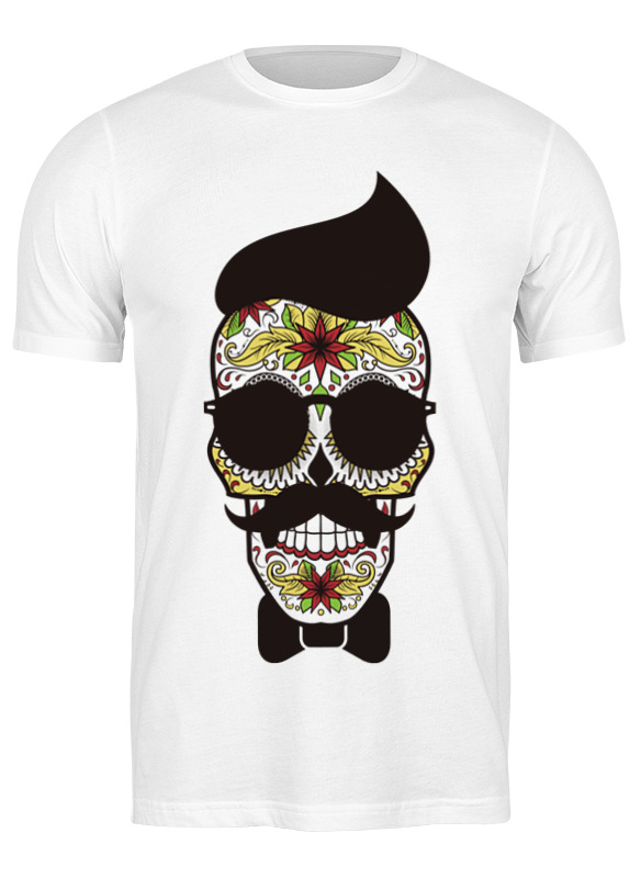 

Футболка мужская Printio Череп, усы и бабочка белая L, Белый, Череп, усы и бабочка