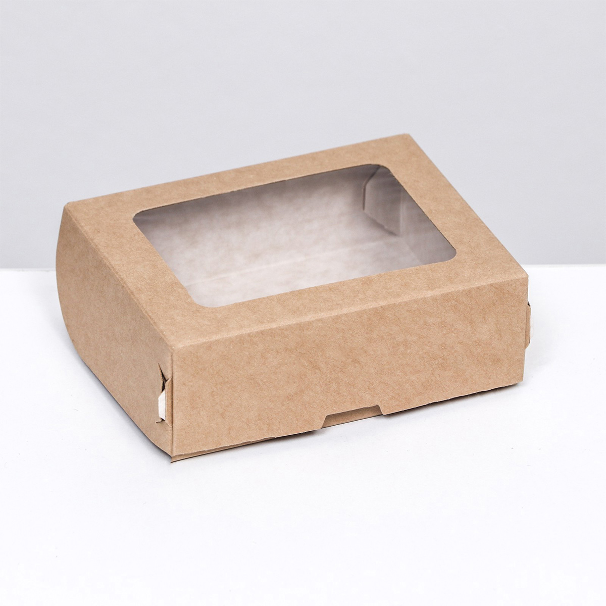 Коробка упаковочная с окном Арт Узор (5383260), крафт, 10*8*3,5 см, 20 шт