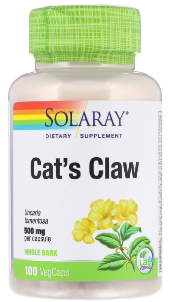 Купить Витамины и минералы Solaray Cat's Claw (Кошачий коготь) 500 мг капсулы 100 шт.