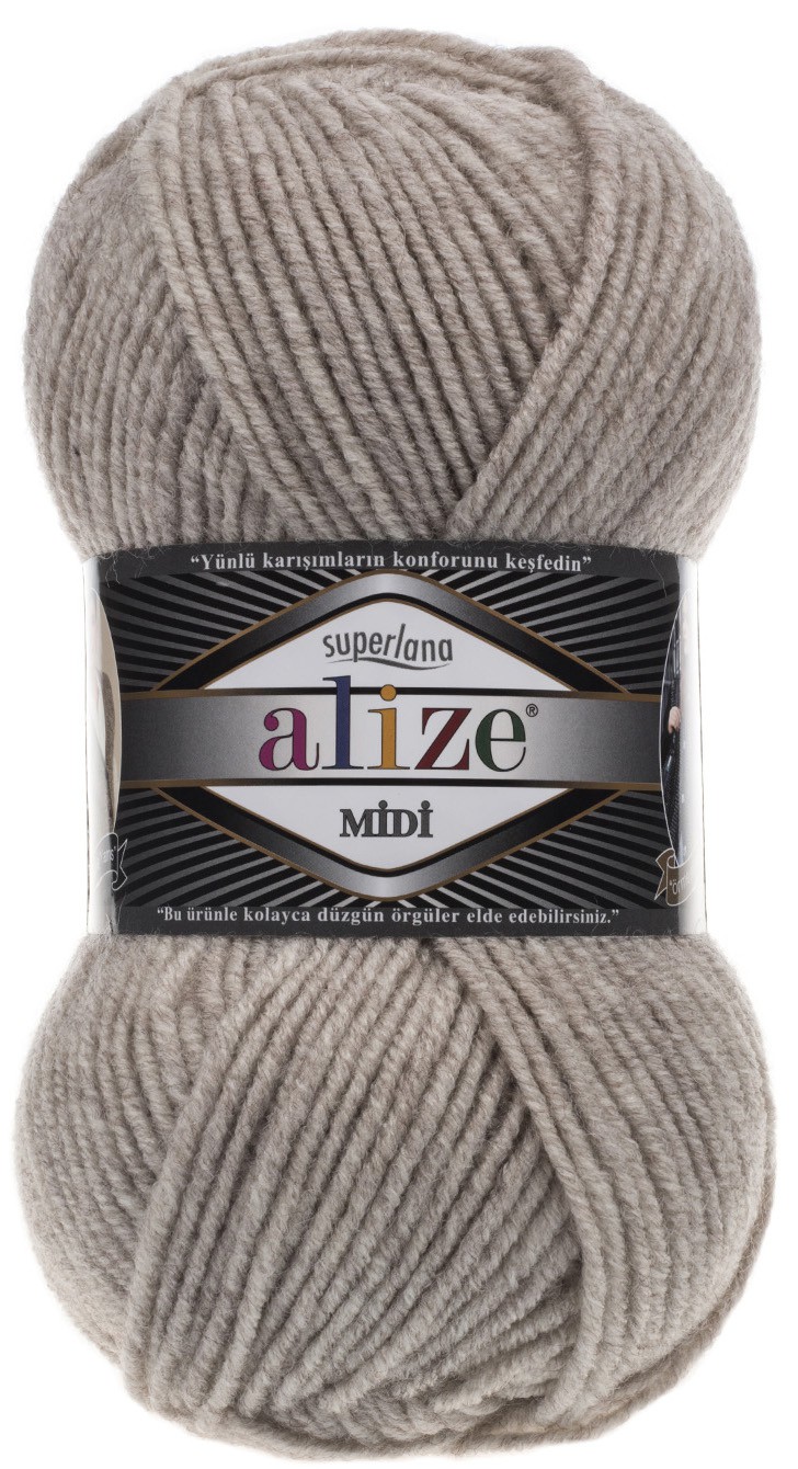 

Пряжа Alize SUPER.MIDI.152 Superlana midi 152 бежевый меланж, Superlana midi