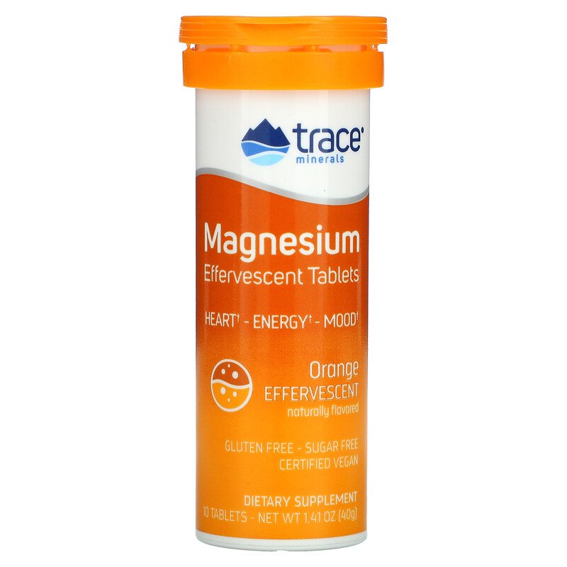 

Trace Minerals ® Magnesium (магний шипучие таблетки) 10 таблеток 40 г апельсин