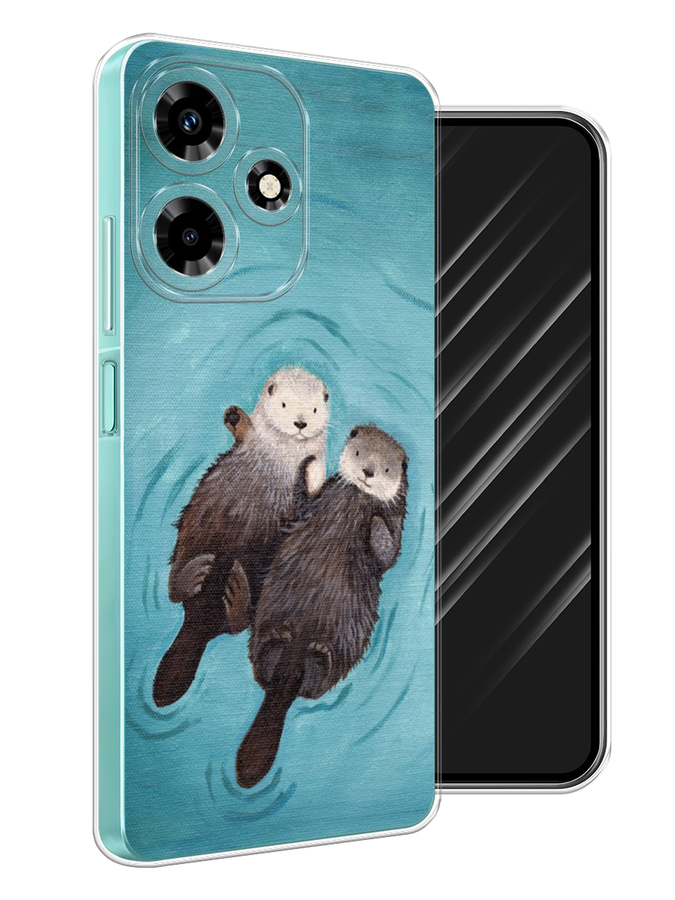 

Чехол Awog на Infinix Hot 30 "Парочка бобров", Голубой, 3104050-10