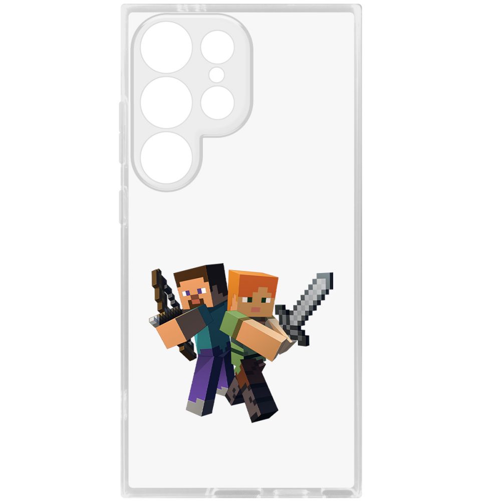 

Чехол-накладка Krutoff Clear Case Minecraft-Стив и Алекс для Samsung Galaxy S24 Ultra, Прозрачный