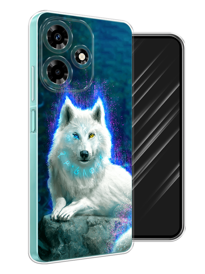 

Чехол Awog на Infinix Hot 30 "Белоснежный волк", Белый;зеленый;фиолетовый, 3104050-1