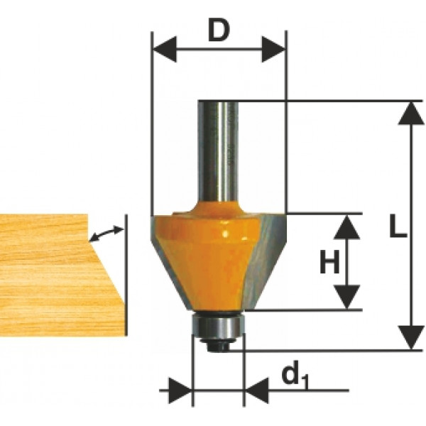 Фреза по дереву кромочная конусная O38.1х15.7 45° твердосплав ц/хв 8 ЭНКОР бокс