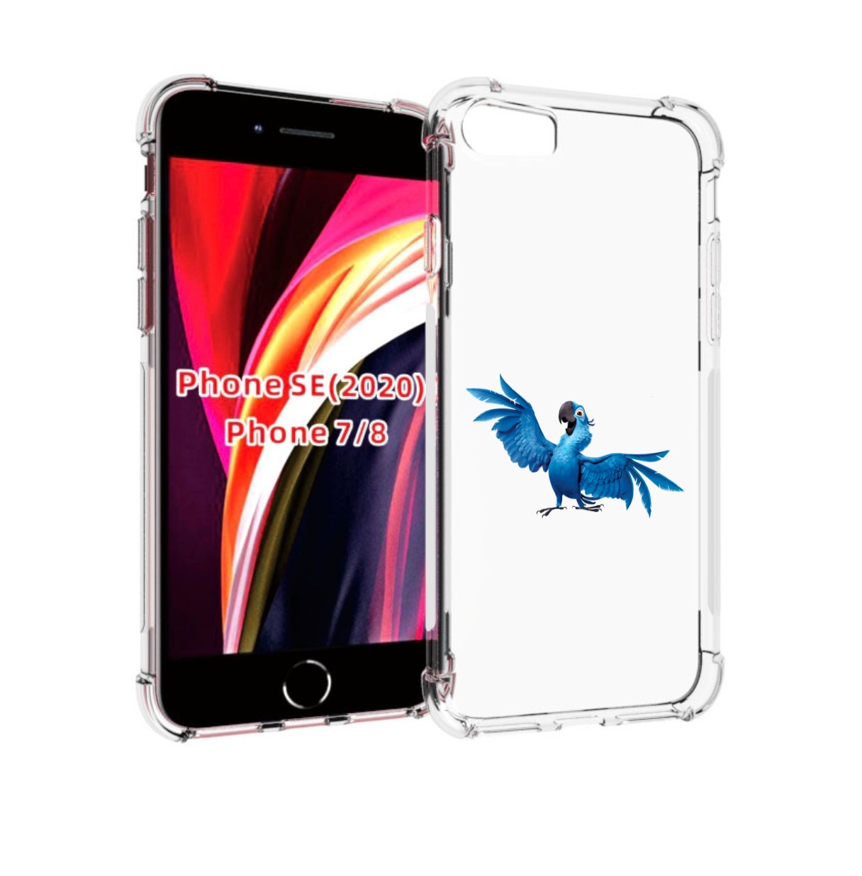 

Чехол MyPads голубой-попугайчик для iPhone 7 4.7 / iPhone 8 / iPhone SE 2 (2020), Прозрачный, Tocco