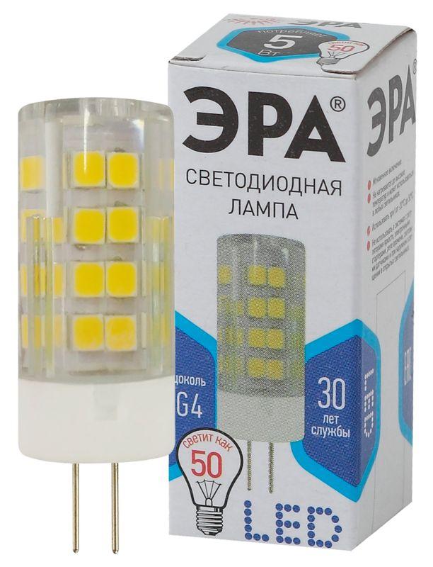 Лампа светодиодная JC-5w-220V-corn ceramics-840-G4 400лм ЭРА Б0027858 ( 1шт. )